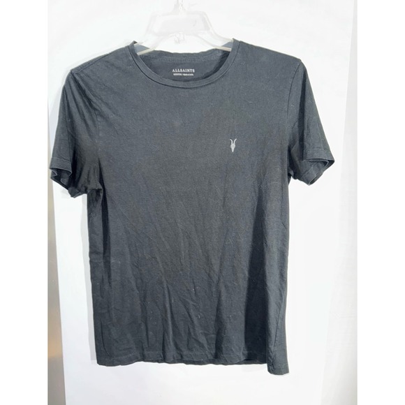 All Saints charcoal gray black tshirt embroidered logo on chest men's medium - Picture 1 of 5